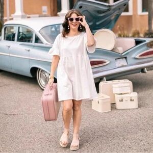 Jillian Harris x Jardines Domaine Oversized Road Trip Babydoll Dress White Sz M